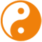 Oranges Yin Yang Zeichen als Symbol für eine ausgeglichene Gesundheit und Regeneration
